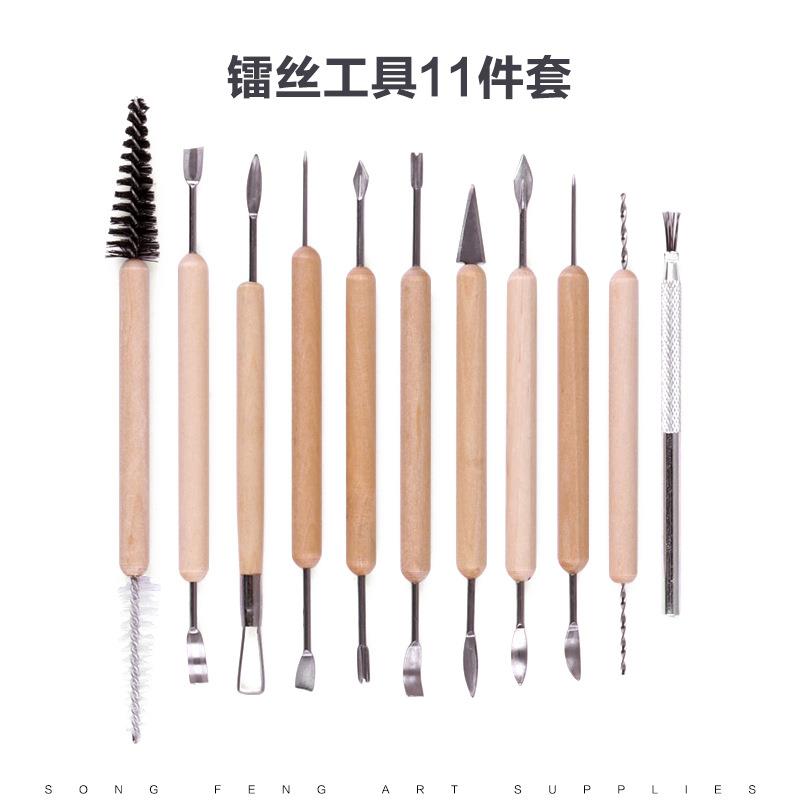陶艺工具刻4NHN0件泥套装塑石粘土软陶塑辅助雕刀打孔器硅胶笔