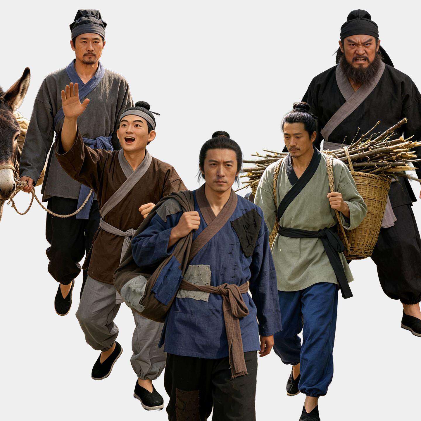 古代樵夫衣服货郎茶馆跑堂服装打铁匠老百姓演出服平民修补程式装