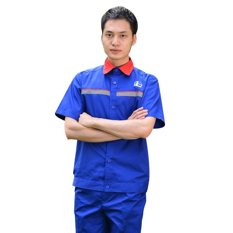 中国石油石化加气站夏装防静电加油站工作服短袖套装防护防油污