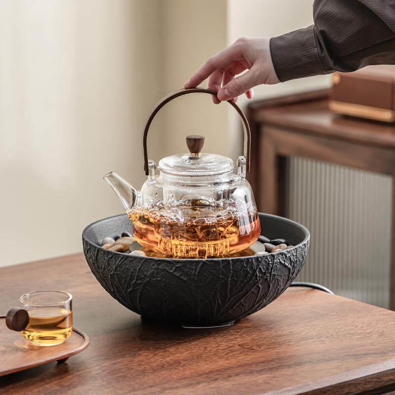 尚器 2025新款围炉煮茶套装黑晶炉室内家用茶具煮茶器烧水壶玻璃