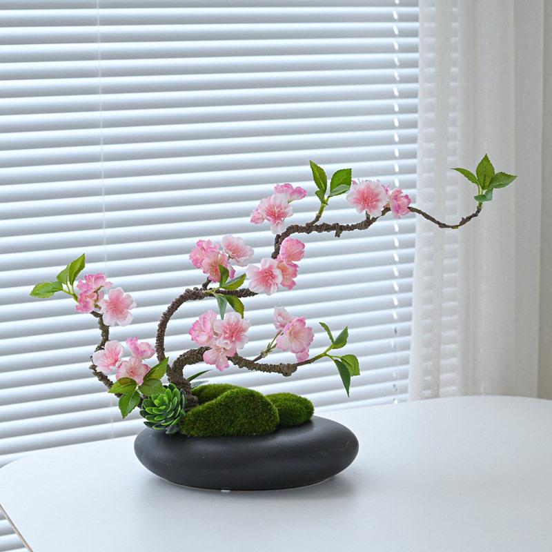 大圆桌中间转盘摆花公室花束喜庆装饰花家居插花圆形桌花