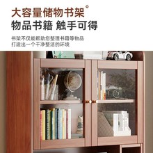 实木书桌卧室学生家用带书架组合电脑桌房间小学生写字桌学习桌子