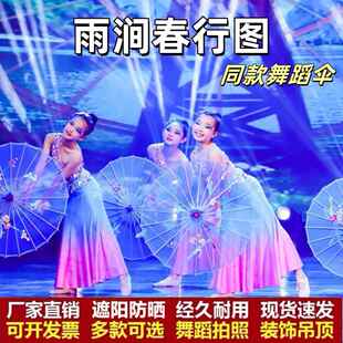 雨涧春行图伞舞蹈道具傣乡的雨伞跳民族舞表演出伞傣族透明道具伞