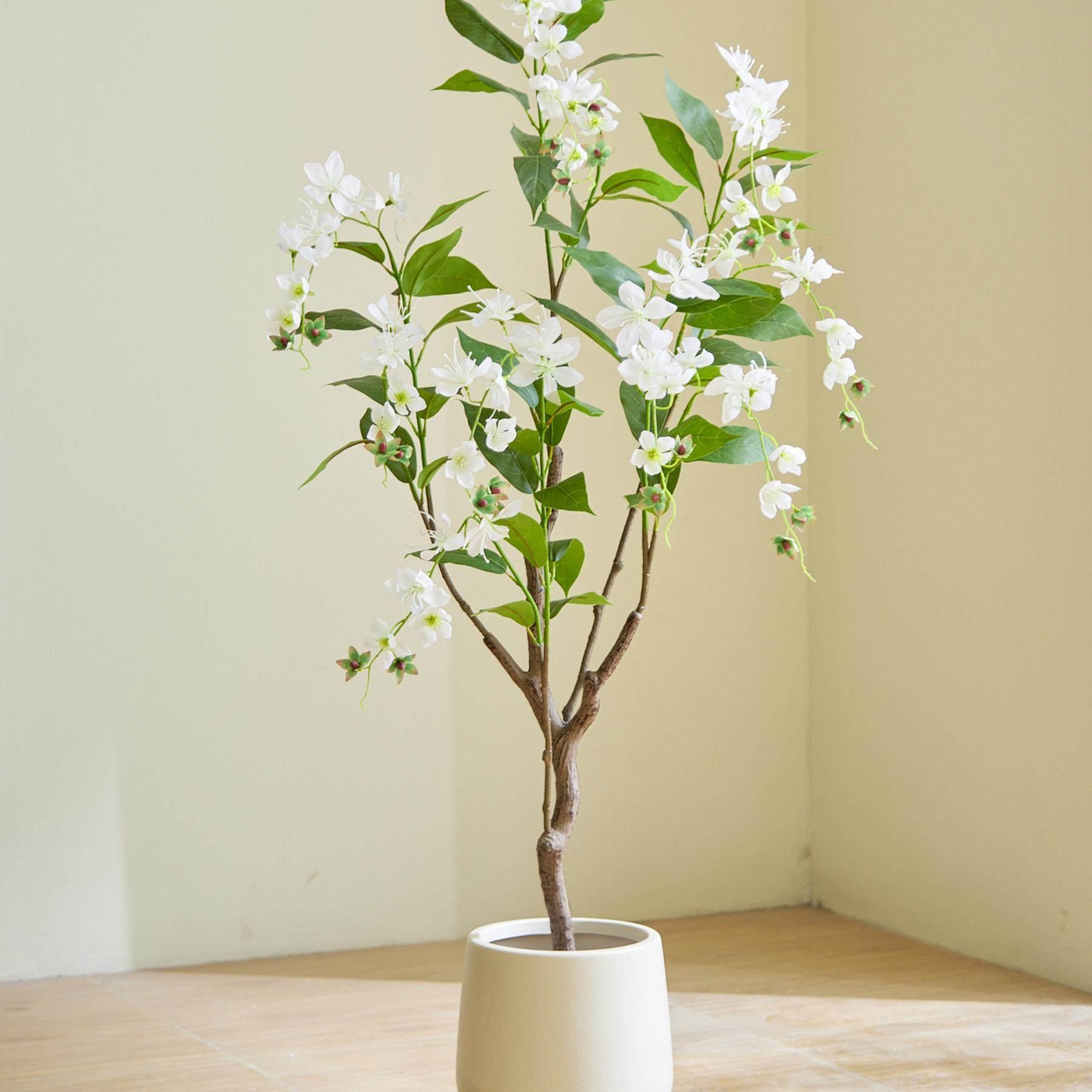 彷地真绿色JPQ植物垂茉莉花室内大型彷彷生绿植丝生假花树摆件落