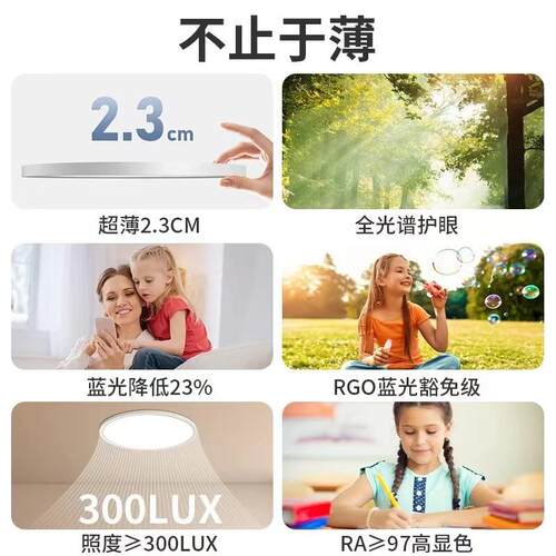 全光谱吸顶灯led超薄护眼厨房阳台卧室玄关走廊过道灯具智能调光