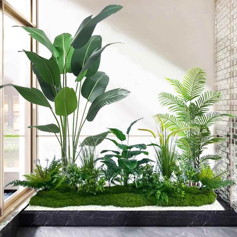仿真造景组合绿植树造景组合大布型景室内观橱窗装饰仿生假植物阳