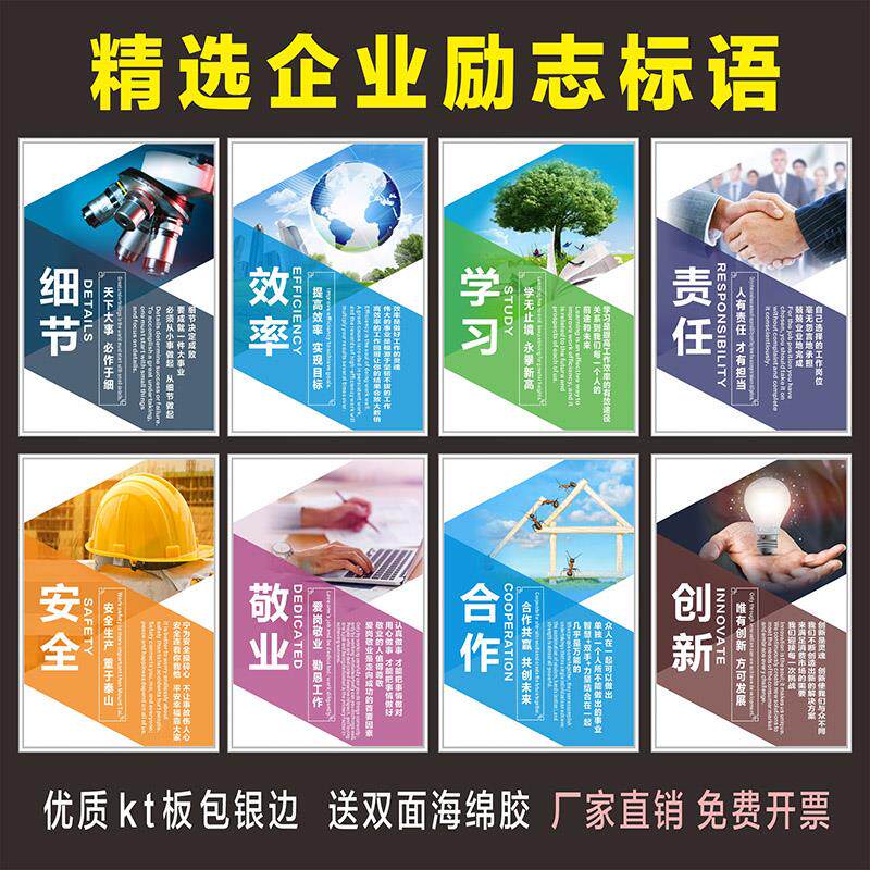 企业文化标语 公司会议室励志宣传墙画展板告示牌 办公室海报挂图