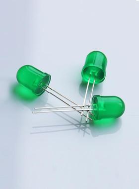 8mm透明绿发绿灯珠8MM圆头绿发绿色长脚直插led发光二极管