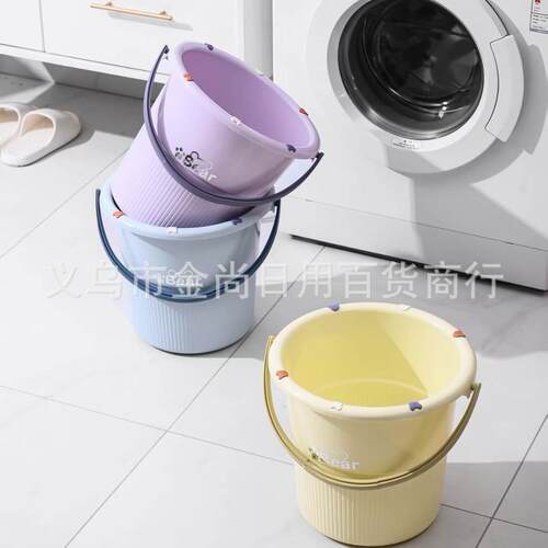 Large Cartoon Design Plastic Water Bucket with Thickened Wal