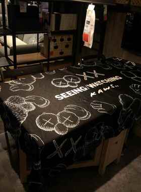 防水餐桌布网红黑色2025轻奢氛围感茶几布艺防烫台布电脑桌垫盖布