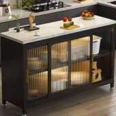 岩板厨985房置物架落地层多边推拉门橱柜锅多功能纳收储物餐柜子