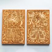 1VPK雕版 画关羽 术diy材料儿童手工工具门神年画拓印板木刻版