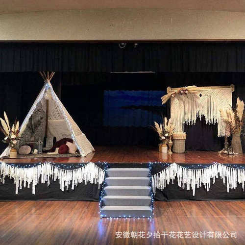 北欧室外婚礼商场舞台场所背景大挂毯帷幔西式婚礼装饰宴会派对