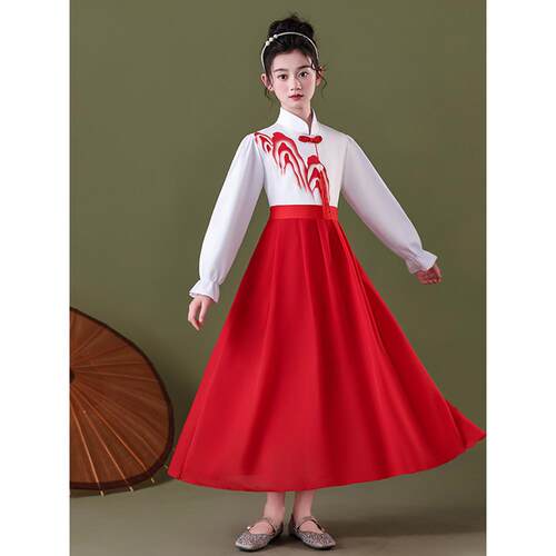 正品儿童服合唱服歌朗诵演出主持红色中诗小学红歌生中国风男女表