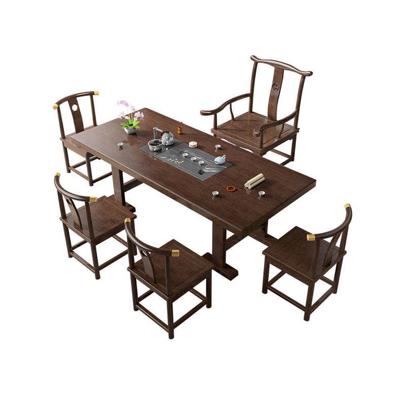 椅茶几中式大板台组合功夫橡木新实木原木办公室茶桌茶休闲茶桌