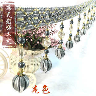 新款 亮片牛筋珠子窗帘帘头花边密度好欧式 工厂直销现货批发