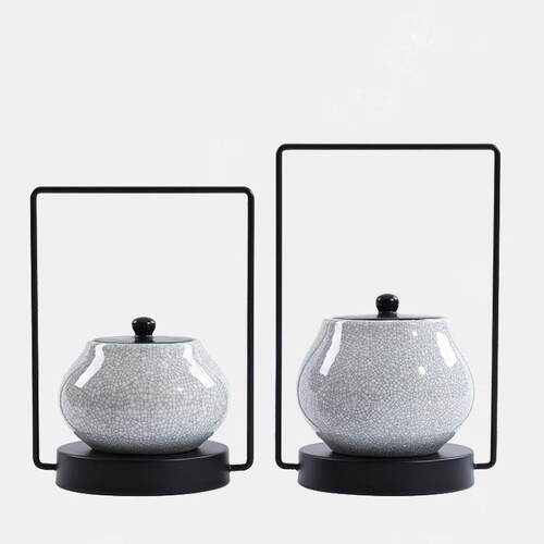 新中式陶瓷储物罐售楼处摆件样板房客厅茶几门厅展示酒柜软装饰品
