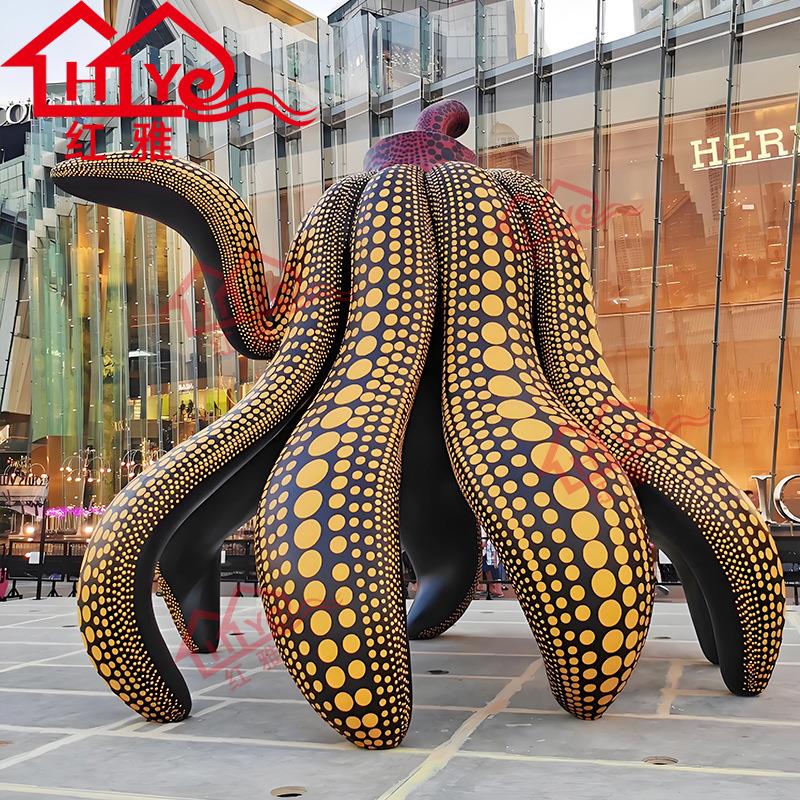 时尚简约玻璃钢艺术草间弥生波点南瓜雕塑户外大型景观装饰摆件