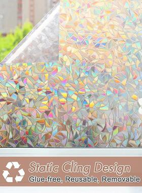 Window Privacy Film Rainbow Static Cling Stained Glass Film