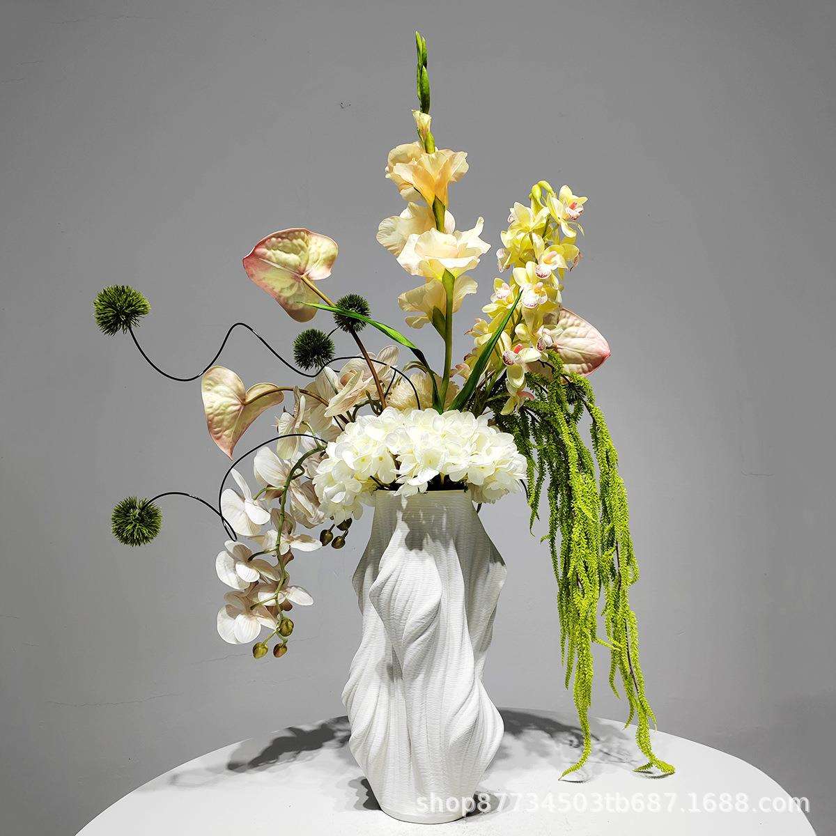 售楼处玄关仿真花艺成品花材轻奢风极简现代样板间客厅装饰品摆件
