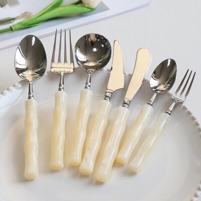 Green acrylic bamboo joint 304 stainless steel tableware