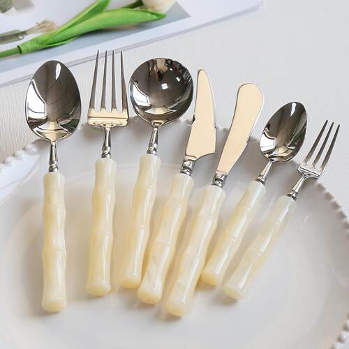 Green acrylic bamboo joint 304 stainless steel tableware
