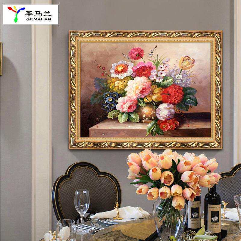 卧室床头装饰画欧式壁画客厅餐厅玄关挂画花卉油画墙画有框画新品