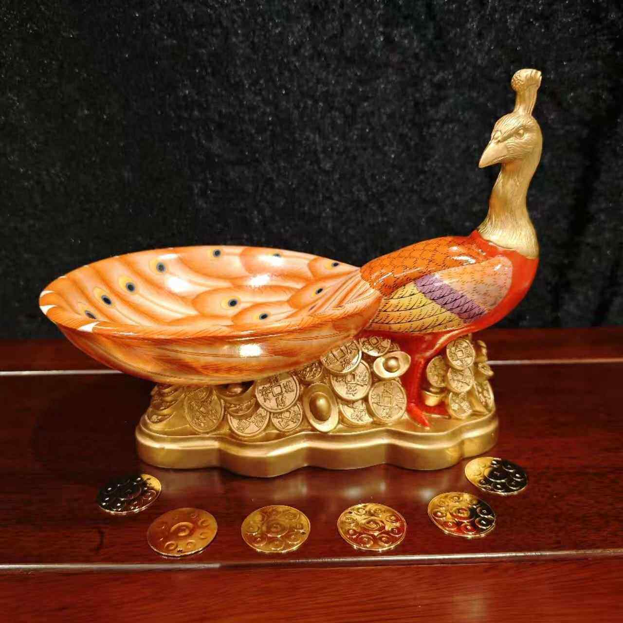 李居明2025蛇年九宫吉祥物 正东方孔雀聚宝盆 九紫当令财位摆放