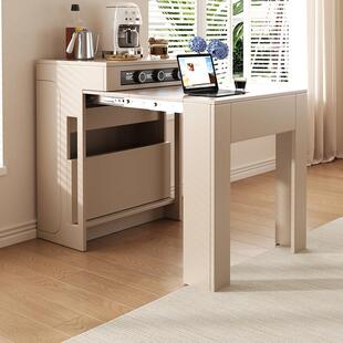 北欧可伸缩岛台餐桌餐椅边柜一体家用小户型省空间靠墙储物饭桌子