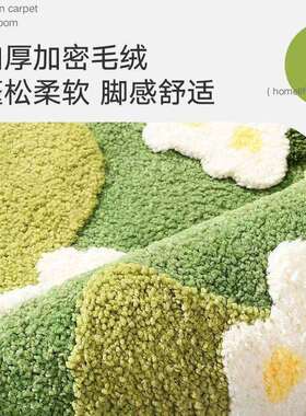 田园风高卧室苔藓pxx6JS6T地毯家用客厅立体端地毯吸水加厚毯长条