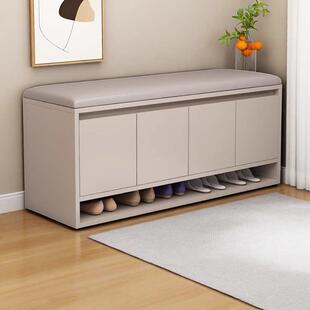 实木换鞋凳门口家用入户玄关进门可坐可收纳软包矮鞋柜长条凳一体