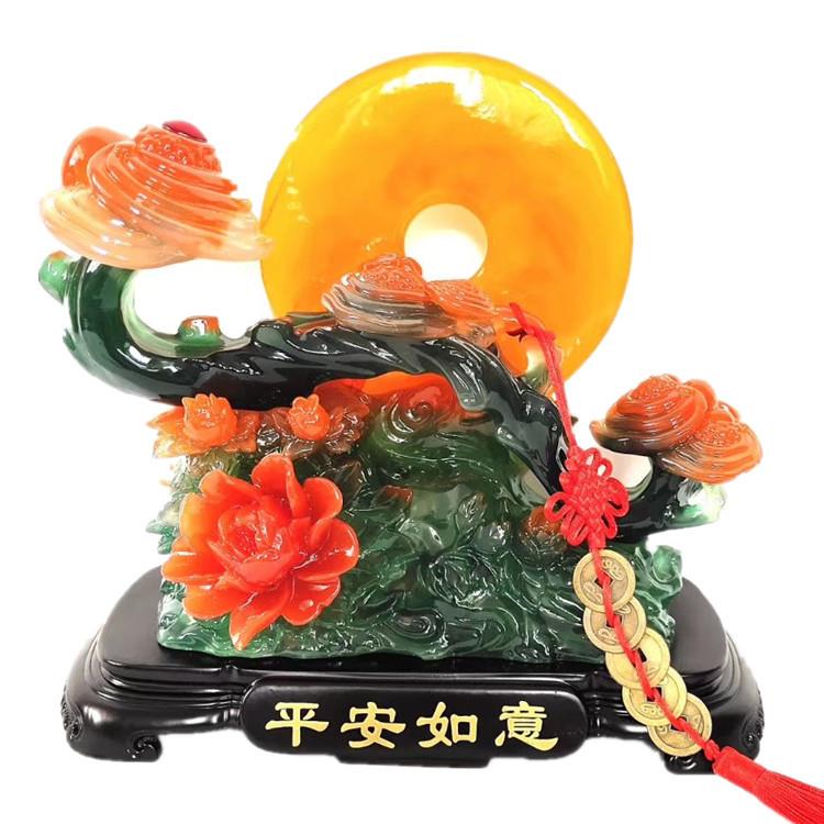 四季如意新款玉如意仿玉树脂工艺品摆件开业家居装饰礼品
