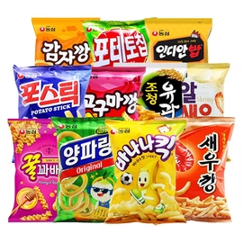 满5袋韩国进口食品农心洋葱，圈虾条薯片，虾片地瓜条香蕉条膨化