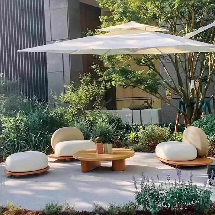 户外沙发庭院花园柚木家具设计师别墅创意圆形休闲云朵躺椅组合