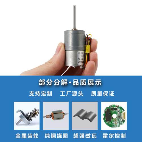 25-2418微型直流无刷长轴减速电机12v24伏正反转调速小型低速马达
