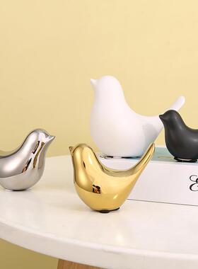 现代简约金色电镀小鸟摆件玄关客厅电视桌面装饰工艺品迷你小摆件