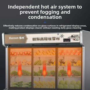 雪村麻辣烫展示柜冷藏冷冻商用展示柜串串烧烤立式保鲜柜蔬菜冰柜