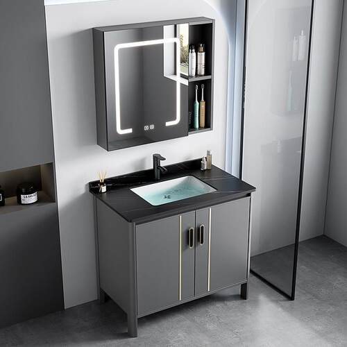 防潮晒落地式洗手盆太空铝浴室柜组合陶瓷洗脸盆卫生间家用洗漱台