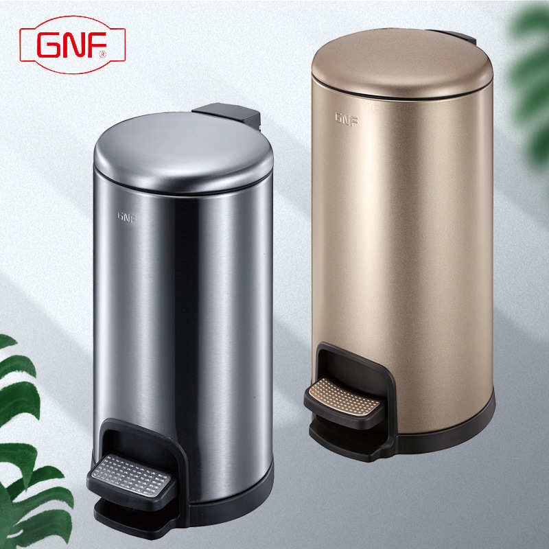 GNF圆形不锈钢脚踏式垃圾桶商用带盖大容量酒店办公室厨房20L30L
