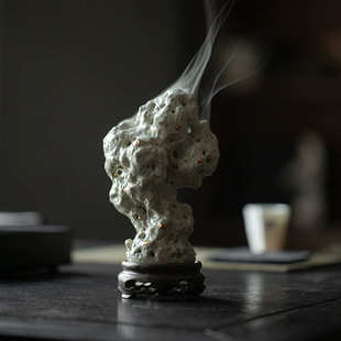 禅意陶瓷太湖石盘香炉家用室内檀香香薰炉中国风茶道茶室创意摆件