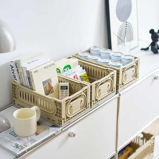 户外家用客厅杂物桌面整理箱户外露营水果篮子 工业风折叠收纳篮
