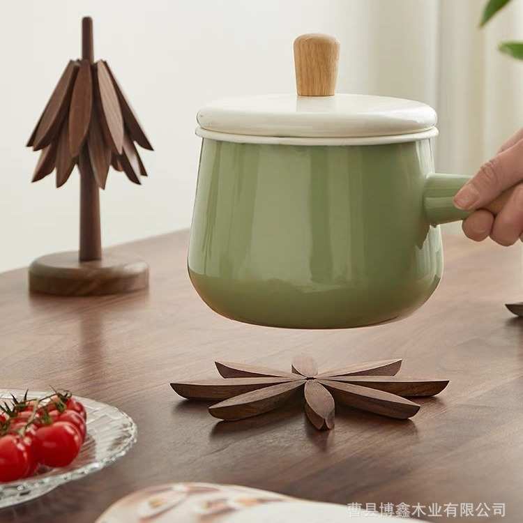 杯餐桌碗盘菜茶水创意黑胡桃家用木一棵树摆件实木垫垫隔热垫