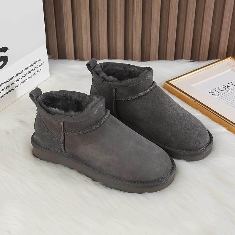 高档周冬雨同款雪羊地男女同款款短筒皮毛一体2024靴新防滑保暖棉