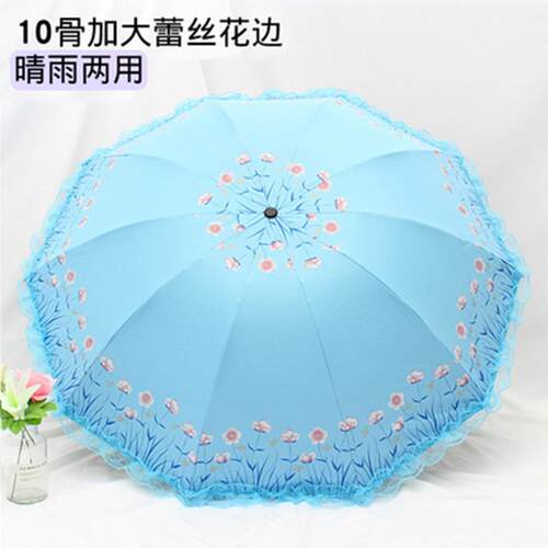 高档遮伞阳伞携女阳防晒抗UV小巧可式公主风黑胶遮睛雨两用伞小清