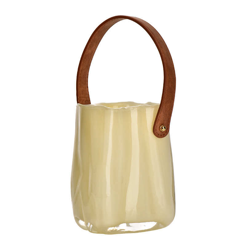 北欧ins风玻璃水培包包花瓶 轻奢彩色手提客厅小鱼缸软装桌面摆件