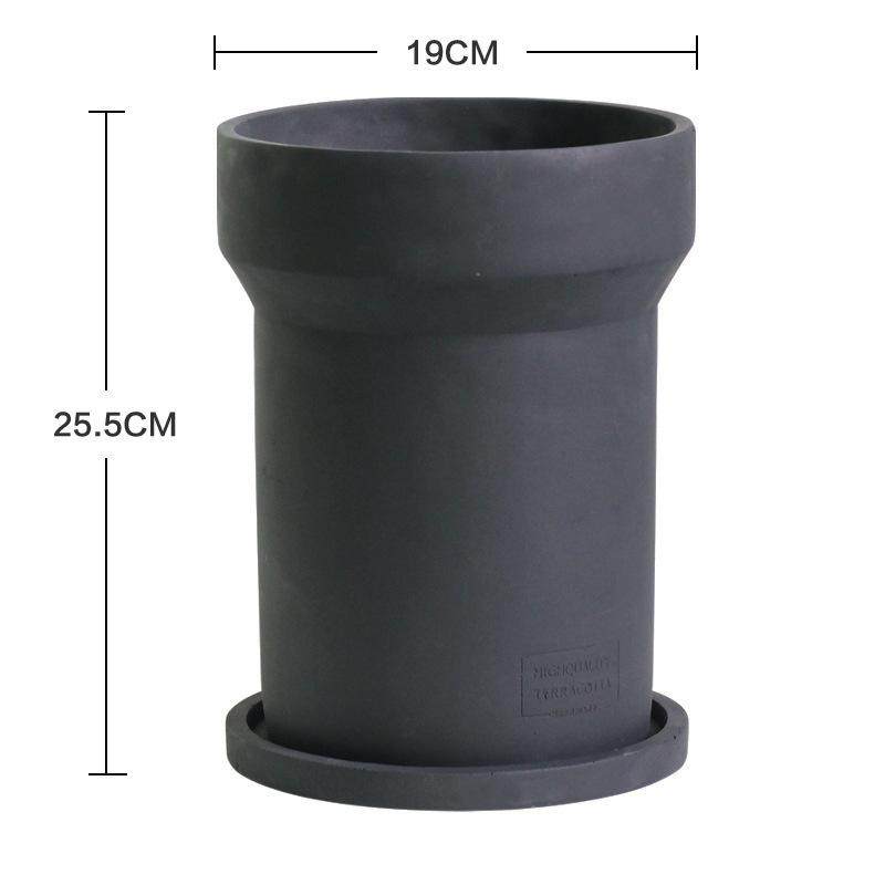 黑色水泥高花盆黑陶高款陶瓷陶土创意圆柱高脚兰花复古陶盆侘寂风,家居饰品,花瓶,淘宝优惠券,粉丝福利购,淘宝优惠卷