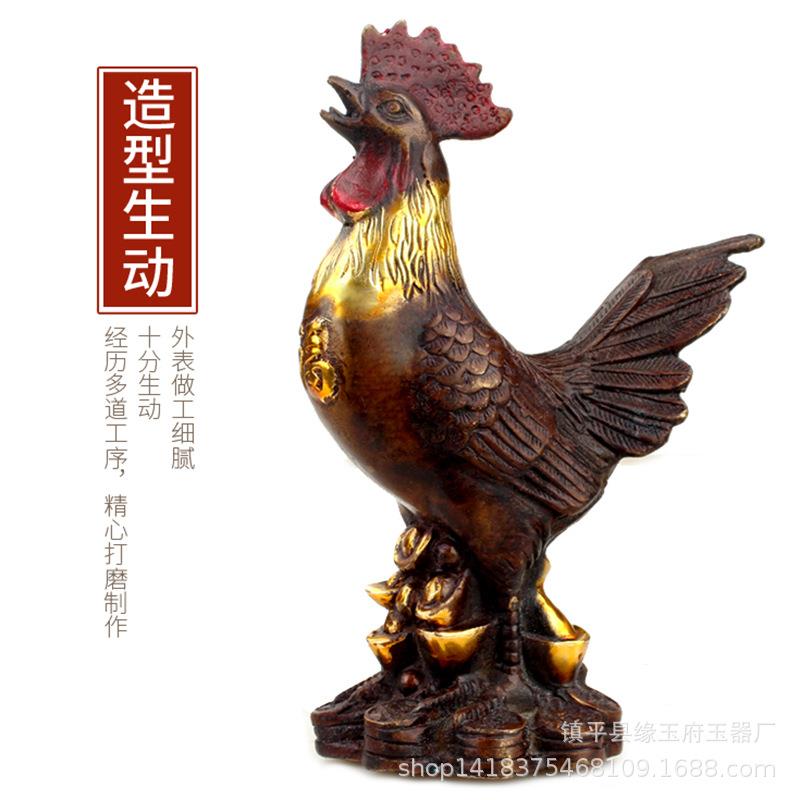 铜鸡大小号公鸡生肖金钱元宝鸡摆件家居金属工艺品