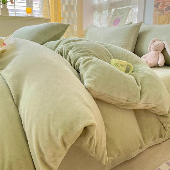 冬季牛奶绒被套单件秋冬加绒珊瑚绒被罩双面毛绒被单150x200x230