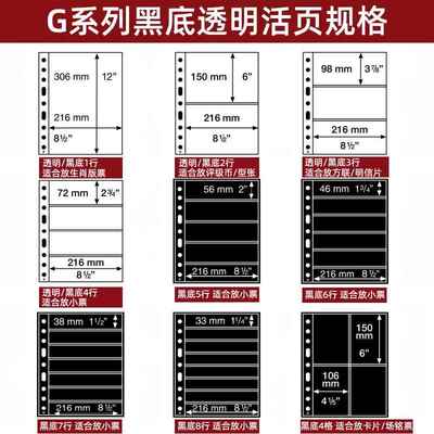 lighthouse德国灯塔原装进口G系列1-8行透明/黑底活页PMG评级纸币钱币人民币纪念钞券币收藏集邮册邮票插页