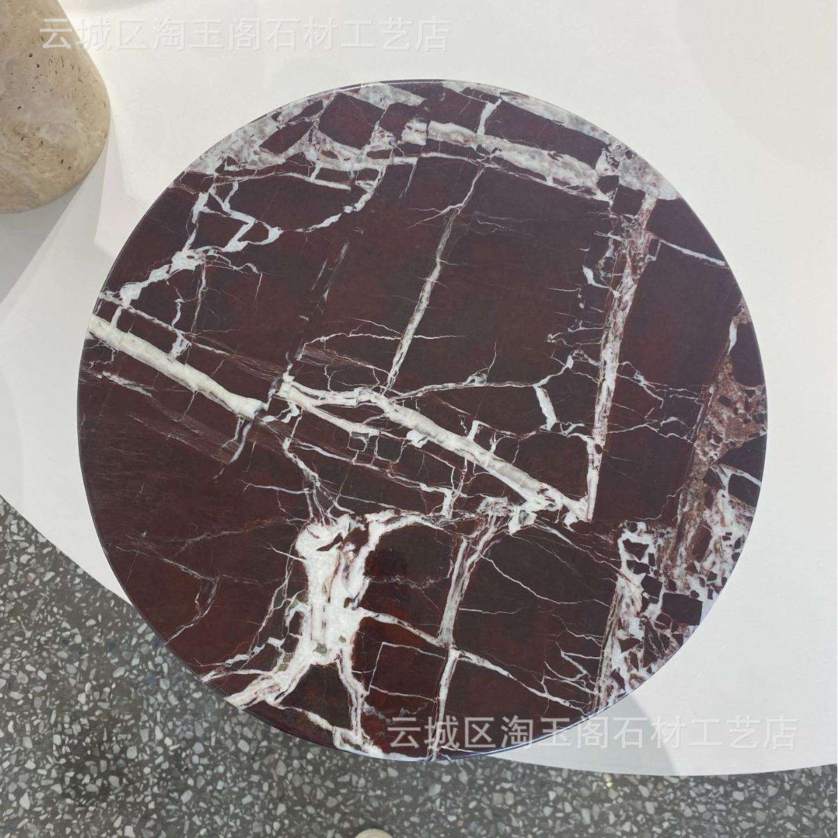 天然大理石一体紫罗红现代简约茶几边几茶桌子吧台饭桌饭台面设计